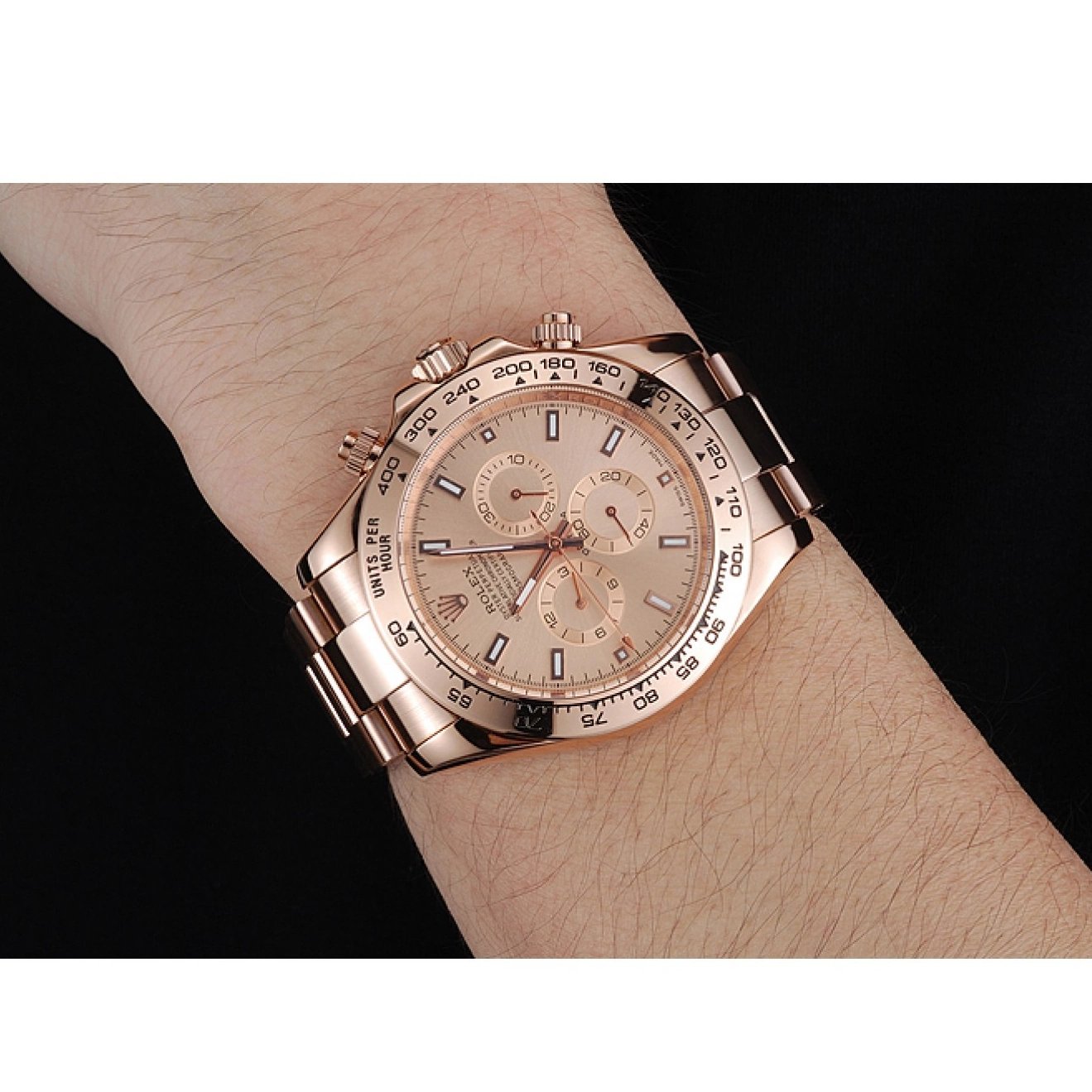 Aaa replica watch 1454247 And Rose Daytona Case Pink Gold Bracelet Cosmograph Dial Rolex 0727